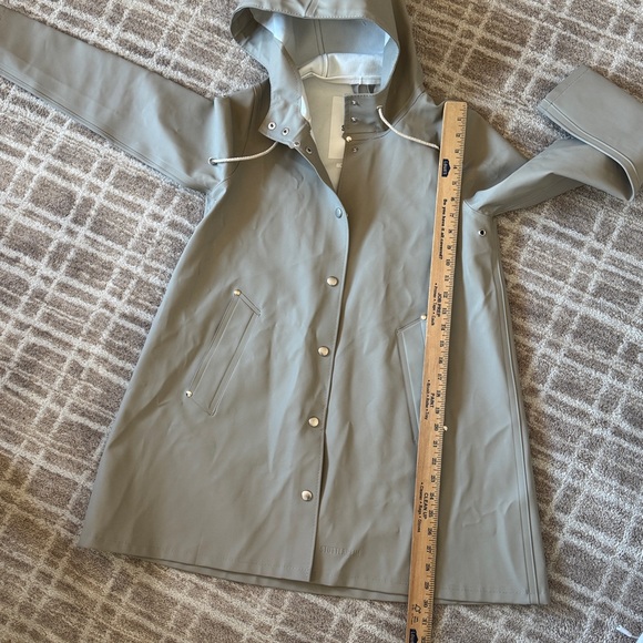 Stutterheim Mosebacke A-line raincoat light sand XXXS gray beige tan jacket - Picture 6 of 11